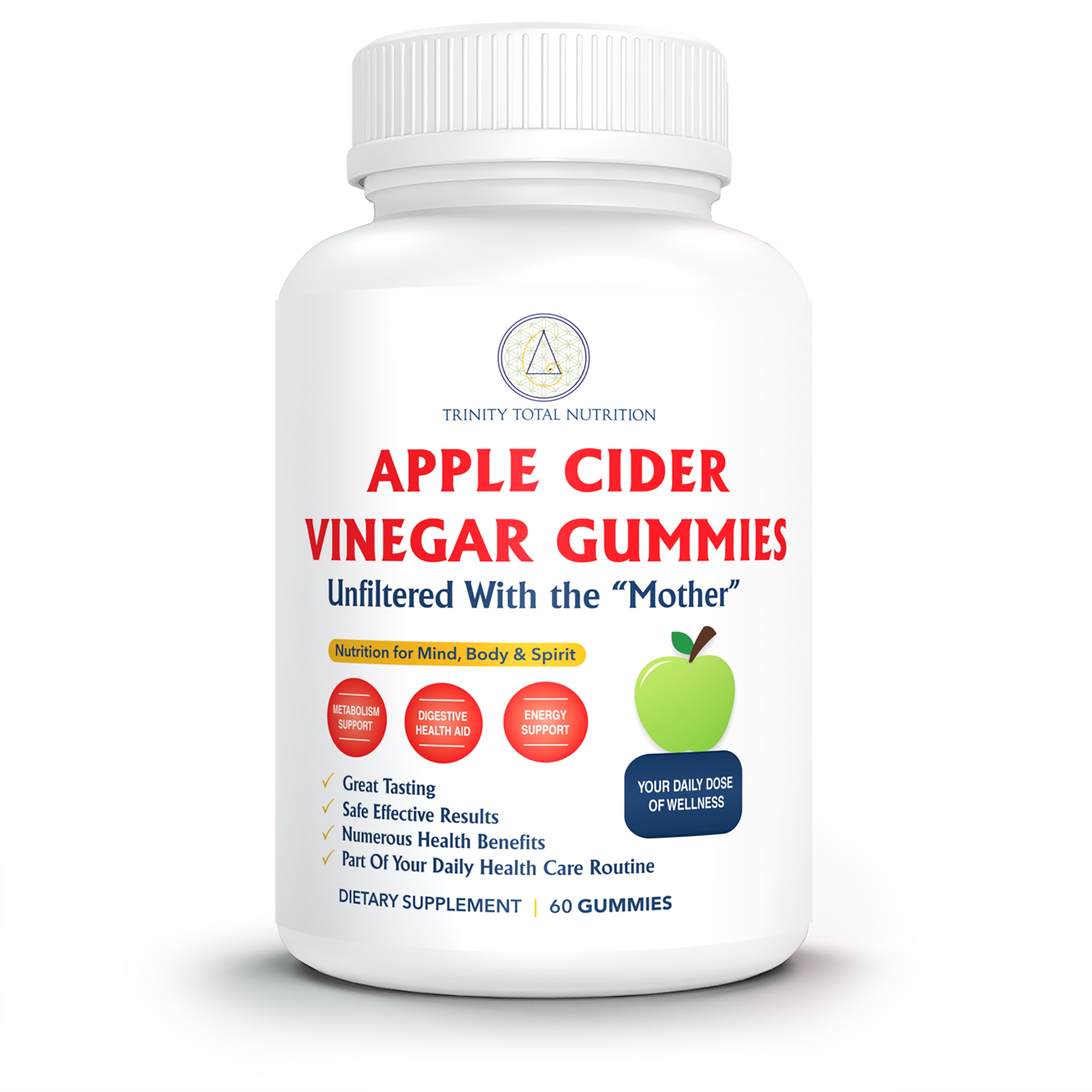 Apple Cider Vinegar Gummies (60 Count) - Trinity Total Nutrition
